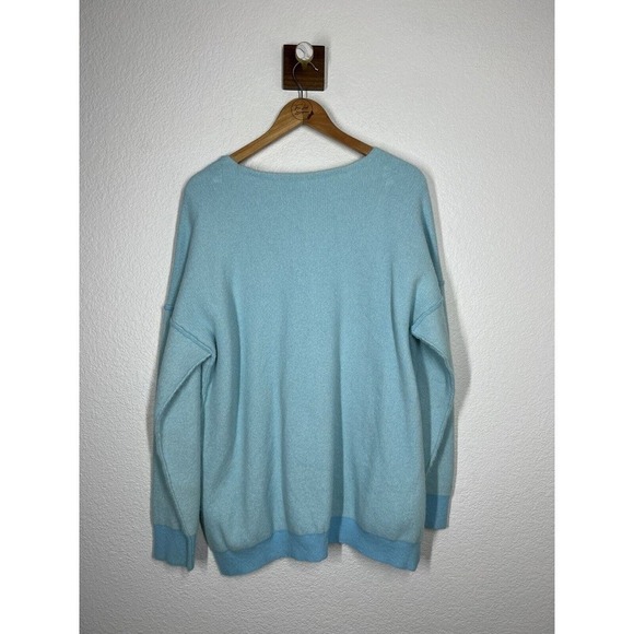 Free People Weather V- Neck Sweater Small S Light Blue Oversized Fuzzy - Picture 5 of 5